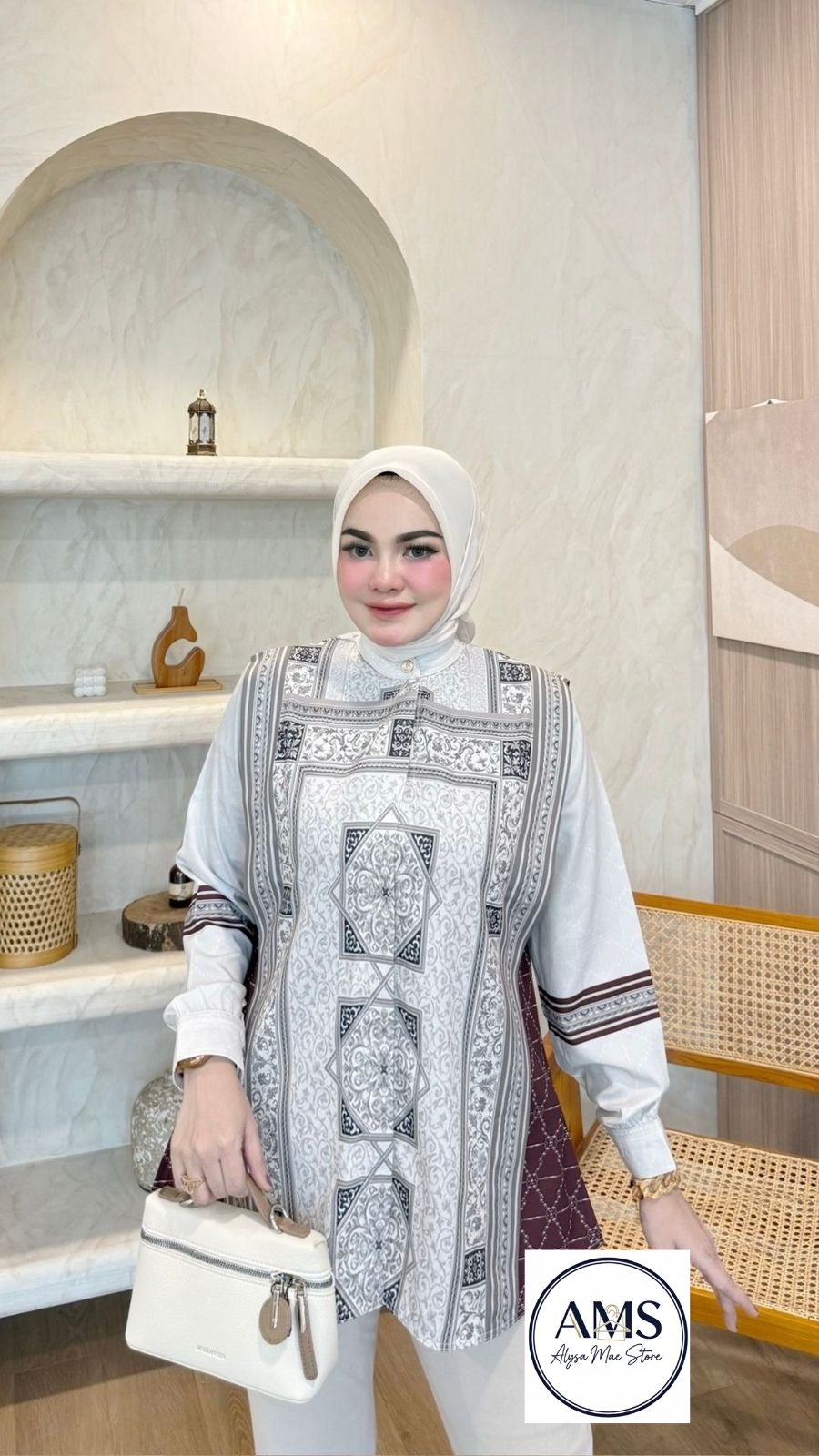 Sandra Shirt V8: Elegant flows, showcasing unique Peach Lady Signature Printing in a sophisticated design.